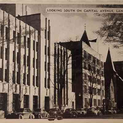 Looking South on Capital Avenue, Lansing, Michigan, Postcard