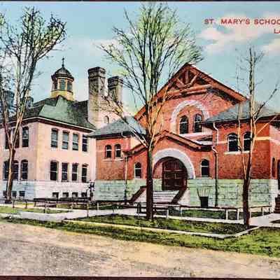 St. Mary's School & Church, Lansing, Mich. Postcard