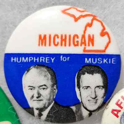 Michigan for Humphrey-Muskie Jugate Button