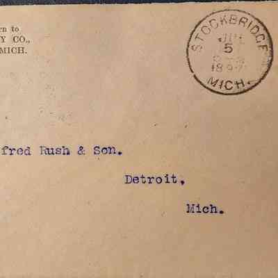 Stockbridge, Mich., 1897, Postal Cover