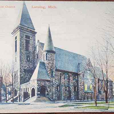 First Baptist Church, Lansing, Mich. Postcard