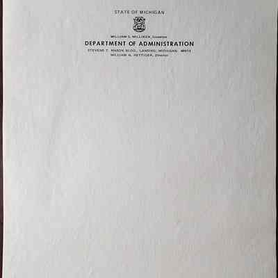 State of Michigan Department of Administration Stationery