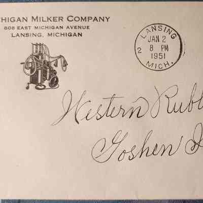 Michigan Milker Company Postal Cover