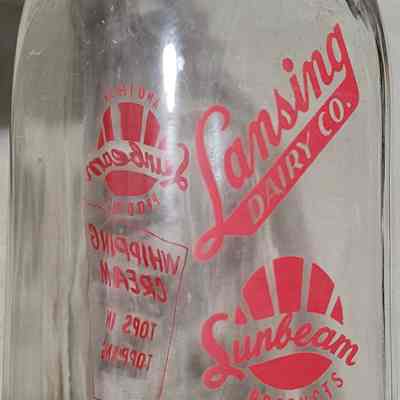 Lansing Dairy Co. Square Pyro Quart Bottle
