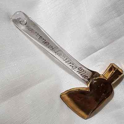 Lansing, Mich., Gold Flashed Glass Souvenir Ax