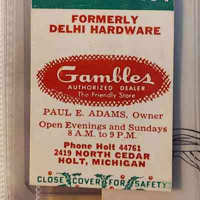 Gambles Hardware, Holt, Mich., Matchbook