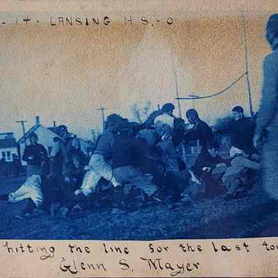 Holt vs Lansing Football Game Cyanotype RPPC