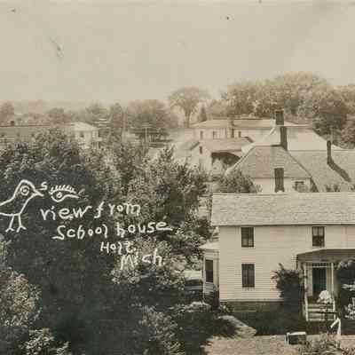 Birds Eye View from School House, Holt, Mich. Real Photo Postcard