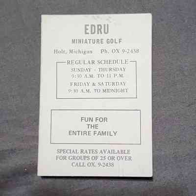 EDRU Miniature Golf Score Card