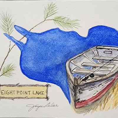 Eight Point Lake Watercolor by Delier