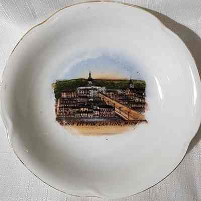 Bird's Eye View of Lansing Ceramic Souvenir Dish