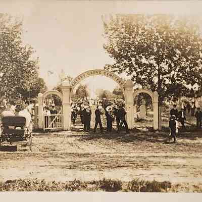 Cherry Grove Cemetery, Band Performance, Clare, Michigan, RPPC