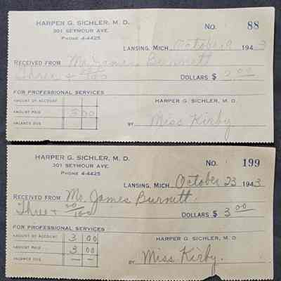 Harper G. Sichler, M.D. Receipts