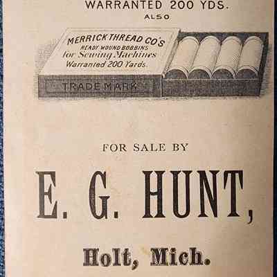 E.G. Hunt, Holt, Mich., Trade Card