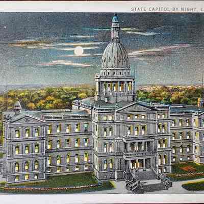State Capitol by Night, Lansing, Mich. Postcard