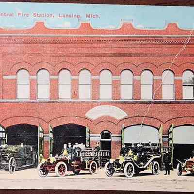 Central Fire Station, Lansing, Mich. Postcard