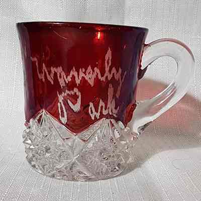 Waverly Park Ruby Flashed Glass Souvenir Cup