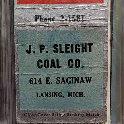 J.P. Sleight Coal Co., Lansing, Mich. Matchbook