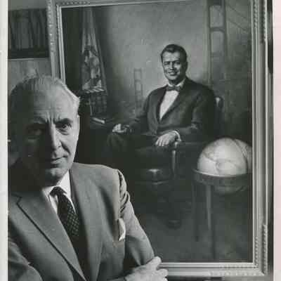 John Coppin with his Portrait of Gov. G. Mennen Williams Press Photo