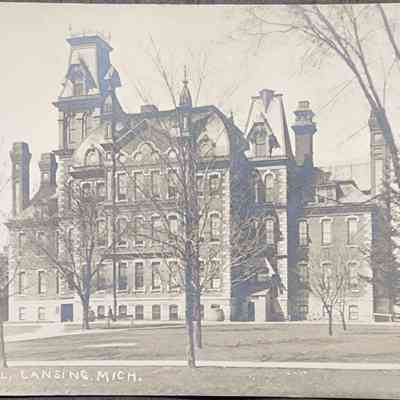 High School, Lansing, Mich. RPPC by Walter