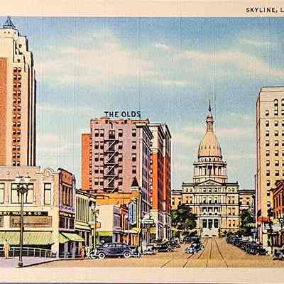 Skyline, Lansing, Mich. Postcard