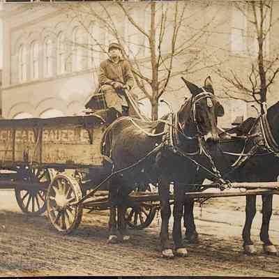 Clear Bauer Co. Wagon, Lansing RPPC