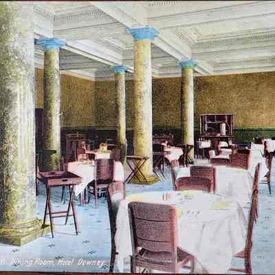 Hotel Downey Dining Room, Lansing, Mich. Postcard