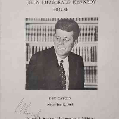John Fitzgerald Kennedy House, Lansing, Michigan, Dedication Program, Signed by RFK