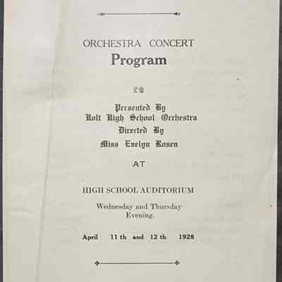 Orchestra Concert Program, Holt High School, 1928