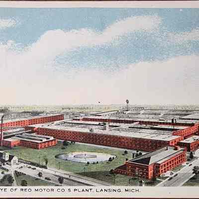 Bird's Eye View of REO Motor Co.'s Plant, Lansing, Mich. Postcard