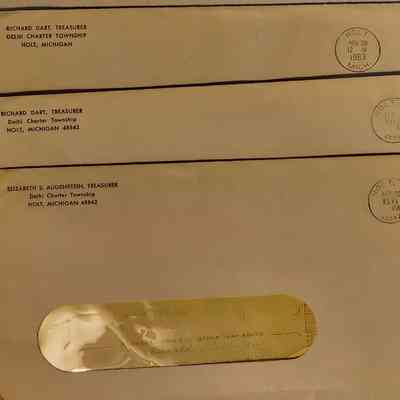 Richard Dart, Delhi Charter Township Treasurer, Envelopes and Taxe Bills