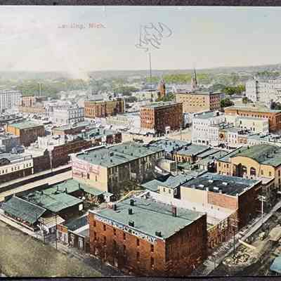 Bird's Eye View of Lansing, Mich. Postcard