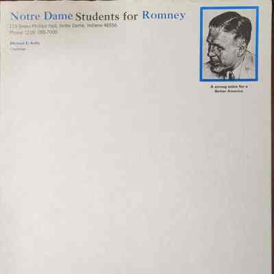 Notre Dame Students for Romney Stationery