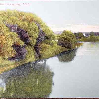 Grand River, Lansing, Mich. Postcard