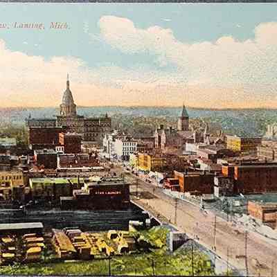 Bird's Eye View, Lansing, Mich. Postcard