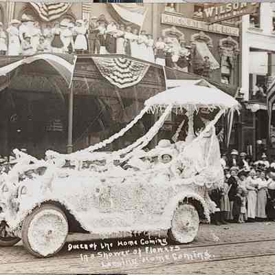 Queen of the Homecoming in a Shower of Flowers, Lansing Homecoming RPPC