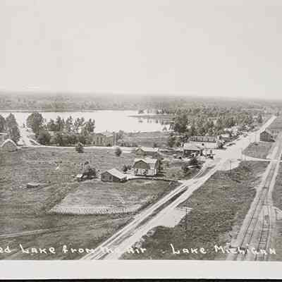 Crooked Lake from the Air, Lake, Michigan RPPC