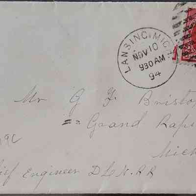 Lansing, Mich., Time Postmark, 1894, Postal Cover