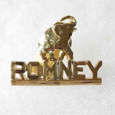 Romney Gold Elephant Pinback