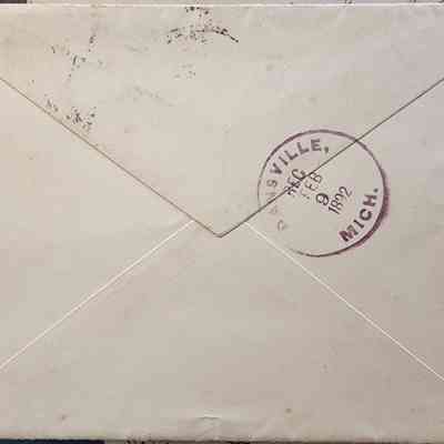 Dansville, Mich., 1892, Postal Rec Cover