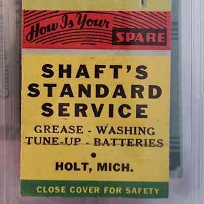 Shaft's Standard Service, Holt, Mich., Matchbook