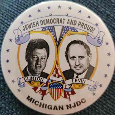 Clinton-Levin Jewish Coattail Button