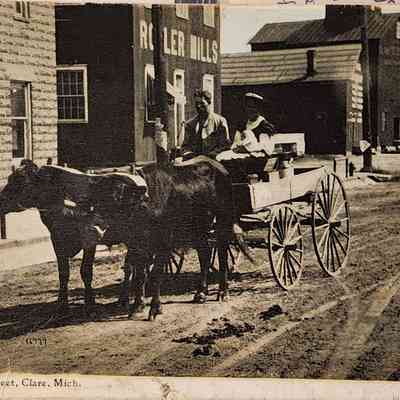 Scene on Main Street, Clare, Mich., Postcard