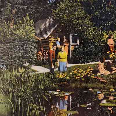 Sunken Garden, Michigan State College, Lansing, Mich., Postcard