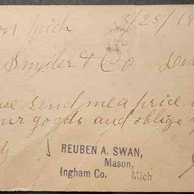 Mason, Mich., 1901, Postal Card