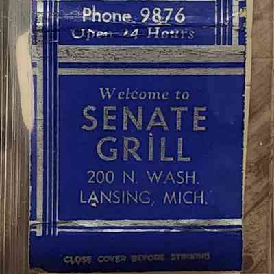 Senate Grill, Lansing, Mich., Matchbook