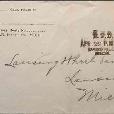 Dansville, Mich., RFD, 1903, Postal Cover