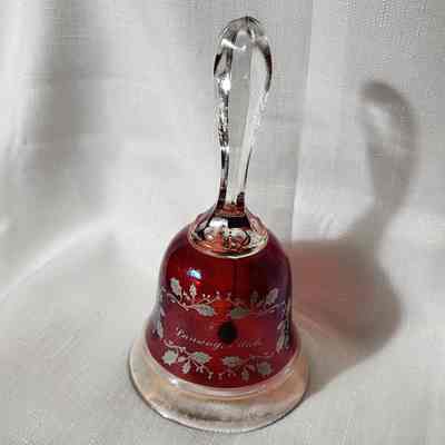 Lansing, Mich., Ruby Flashed Glass Souvenir Bell