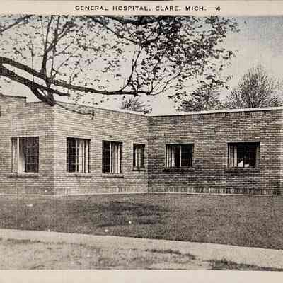 General Hospital, Clare, Mich., Postcard