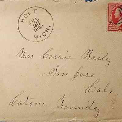 Holt, Mich., 1892 Postal Cover